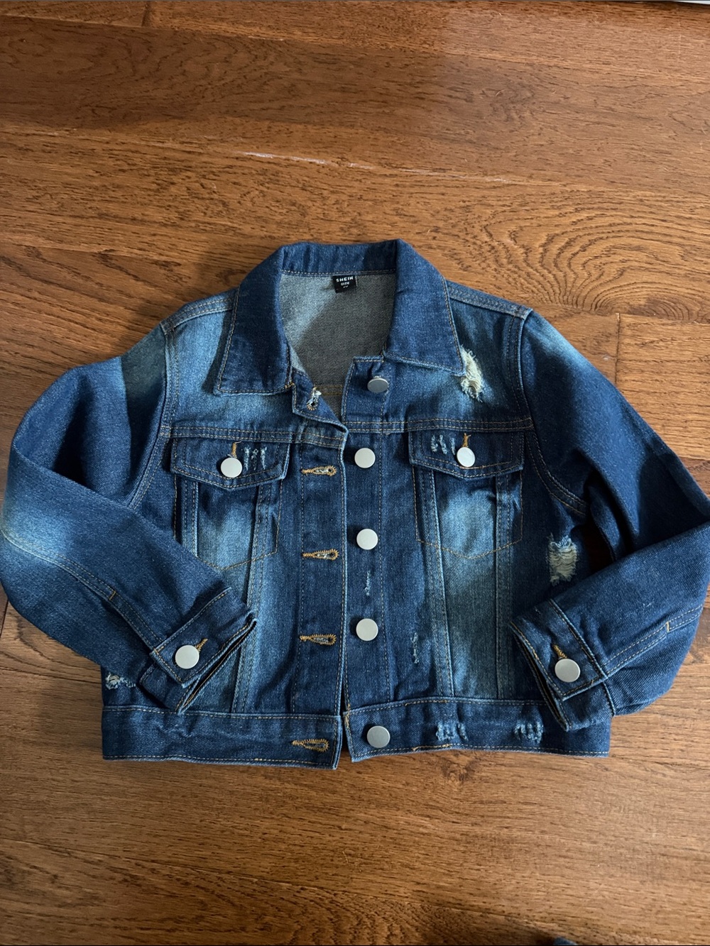 Girls Distressed Blue Denim Jacket size 6Y
